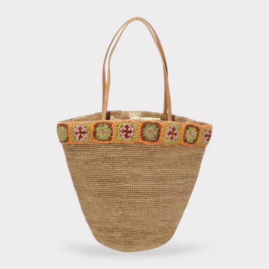 Flora - Handmade Raffia Weaving Crochet Amber Flower Bag