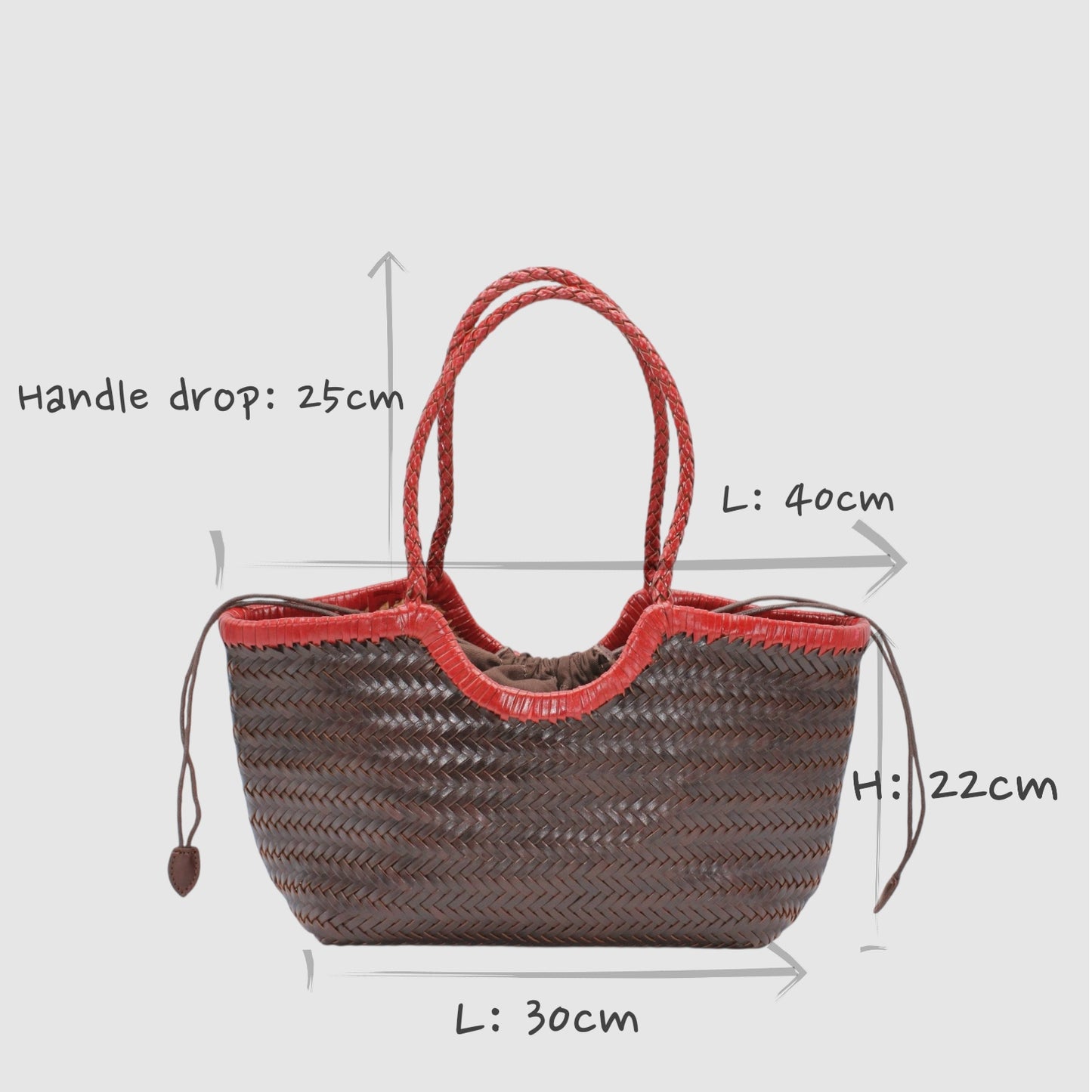 Carmel -Handwoven Bicolor Tote Bag Retro Red & Coffee