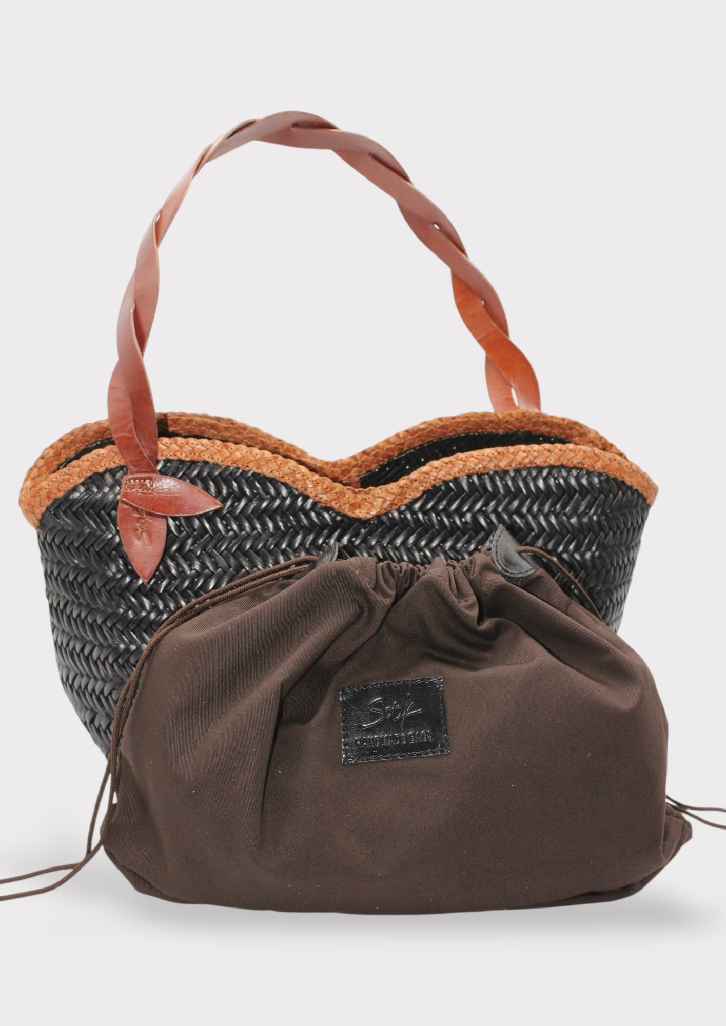 Léafa - Handwoven Artisan Shoulder Bag Brown & Black