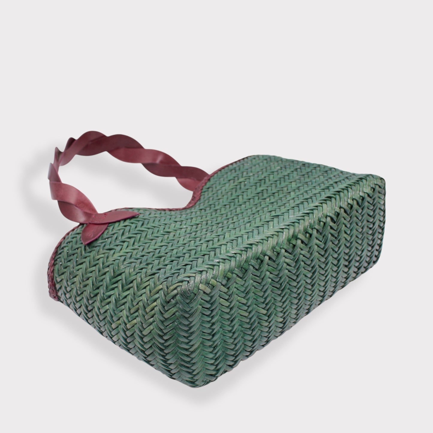 Léafa - Handwoven Artisan Shoulder Bag Burgundy & Green