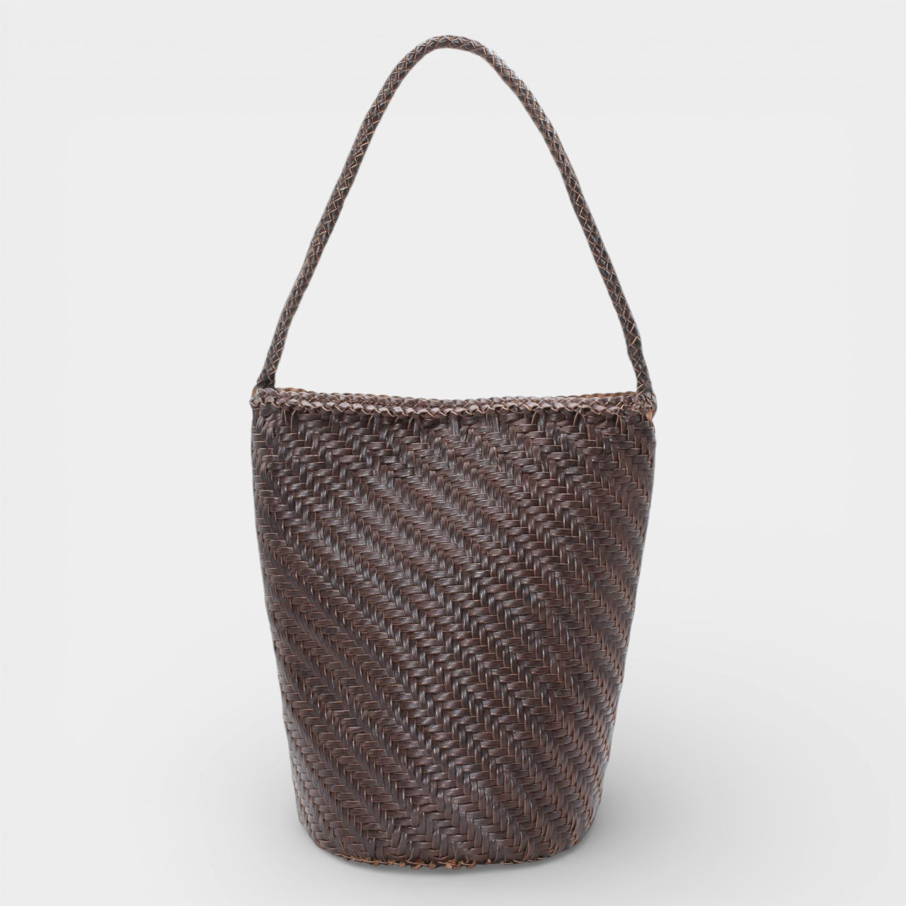 Esmée - Handmade Woven Bucket Shoulder Tote Bag Coffee