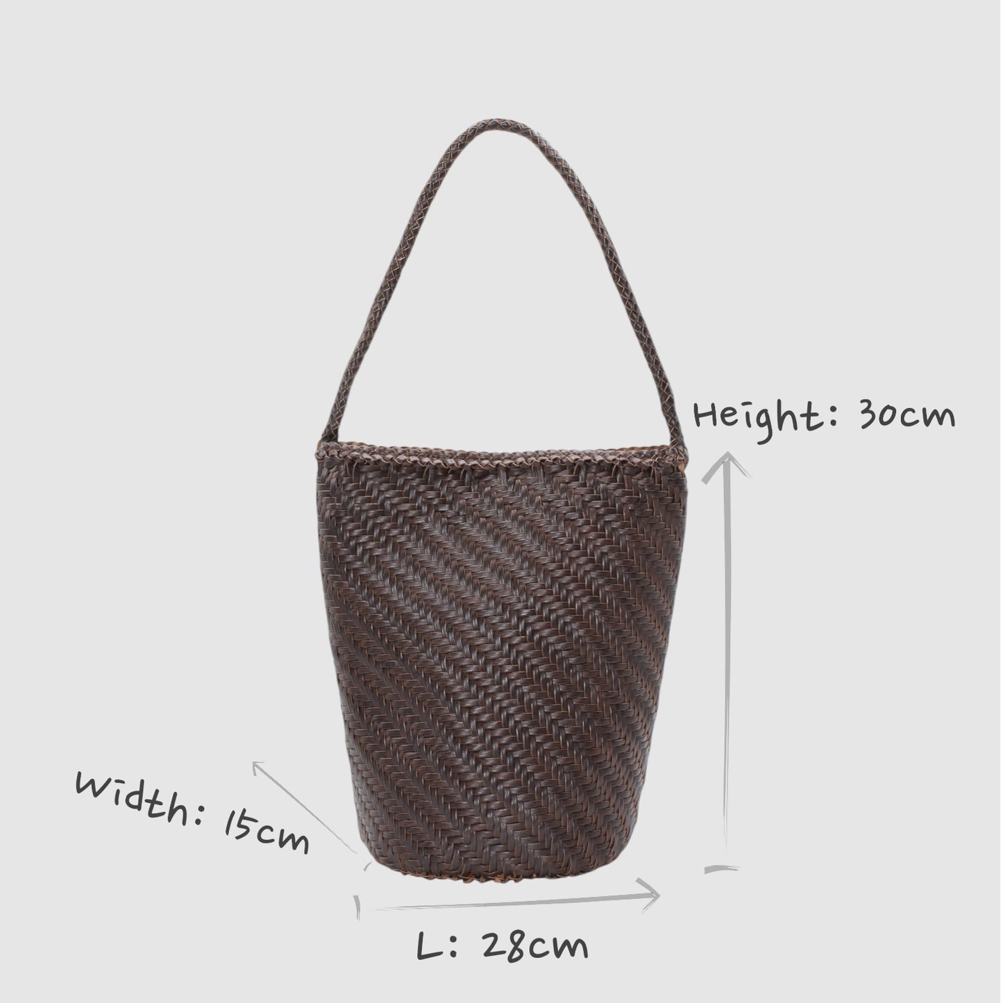 Esmée - Handmade Woven Bucket Shoulder Tote Bag Coffee