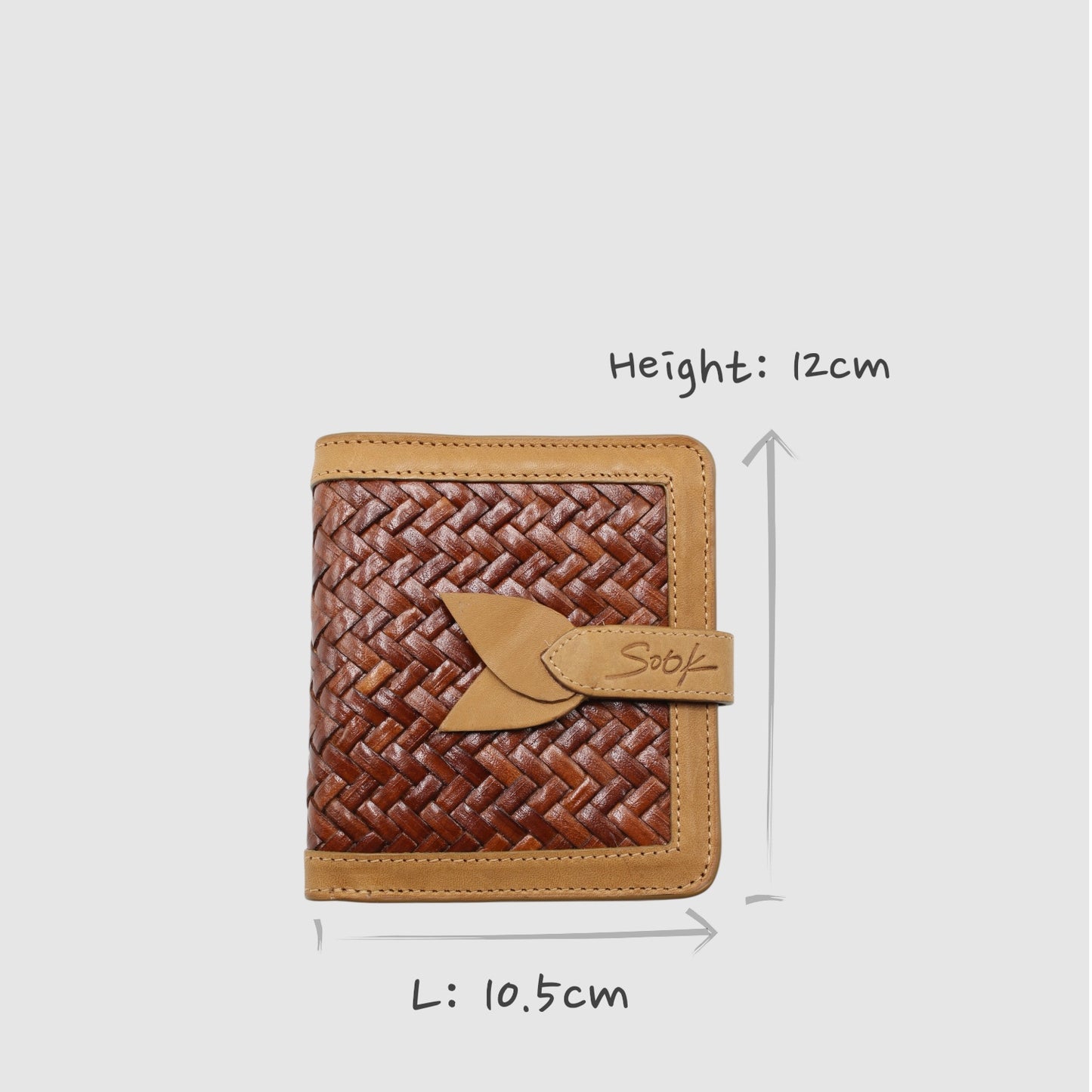 Lumi - Handwoven Leather Short Wallet Taupe & Coffee