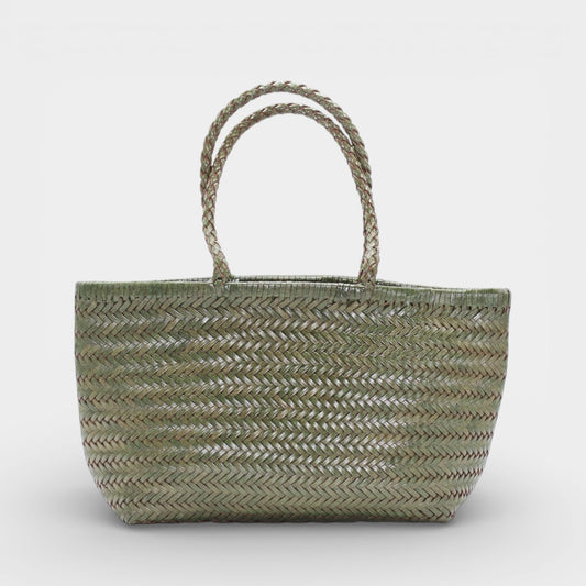 Lou - Sac Fourre-tout en Cuir Véritable Couleur Vert