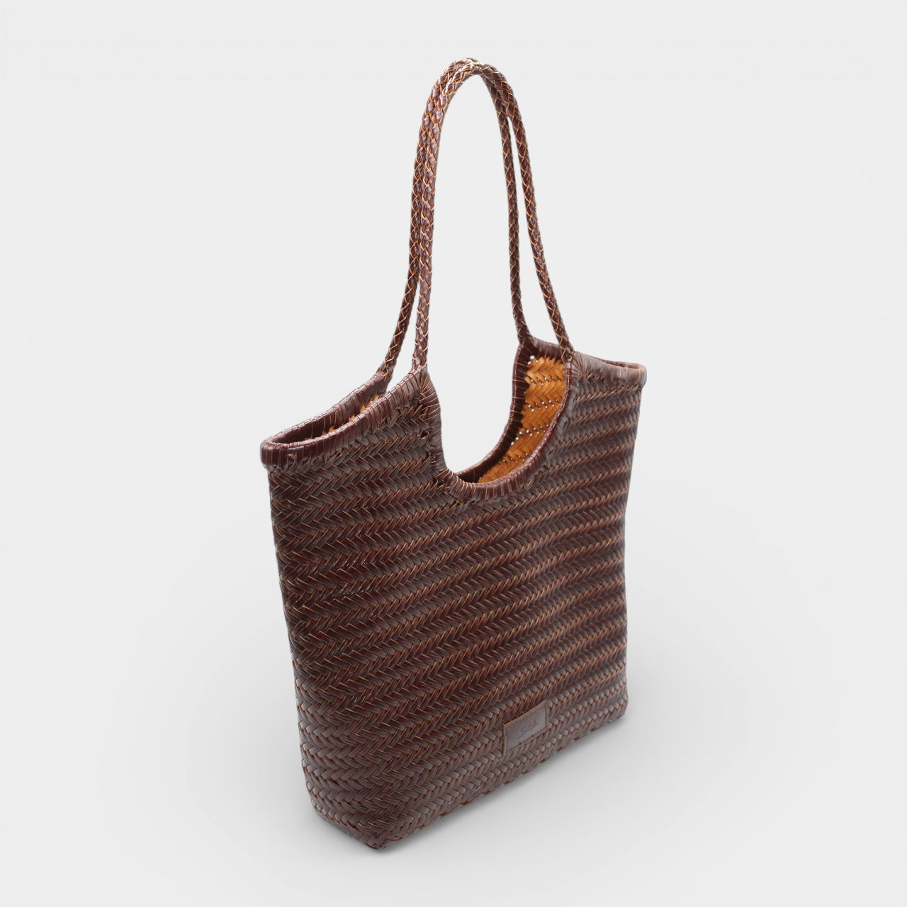 Liv - Handmade Woven Leather Tote Bag Coffee