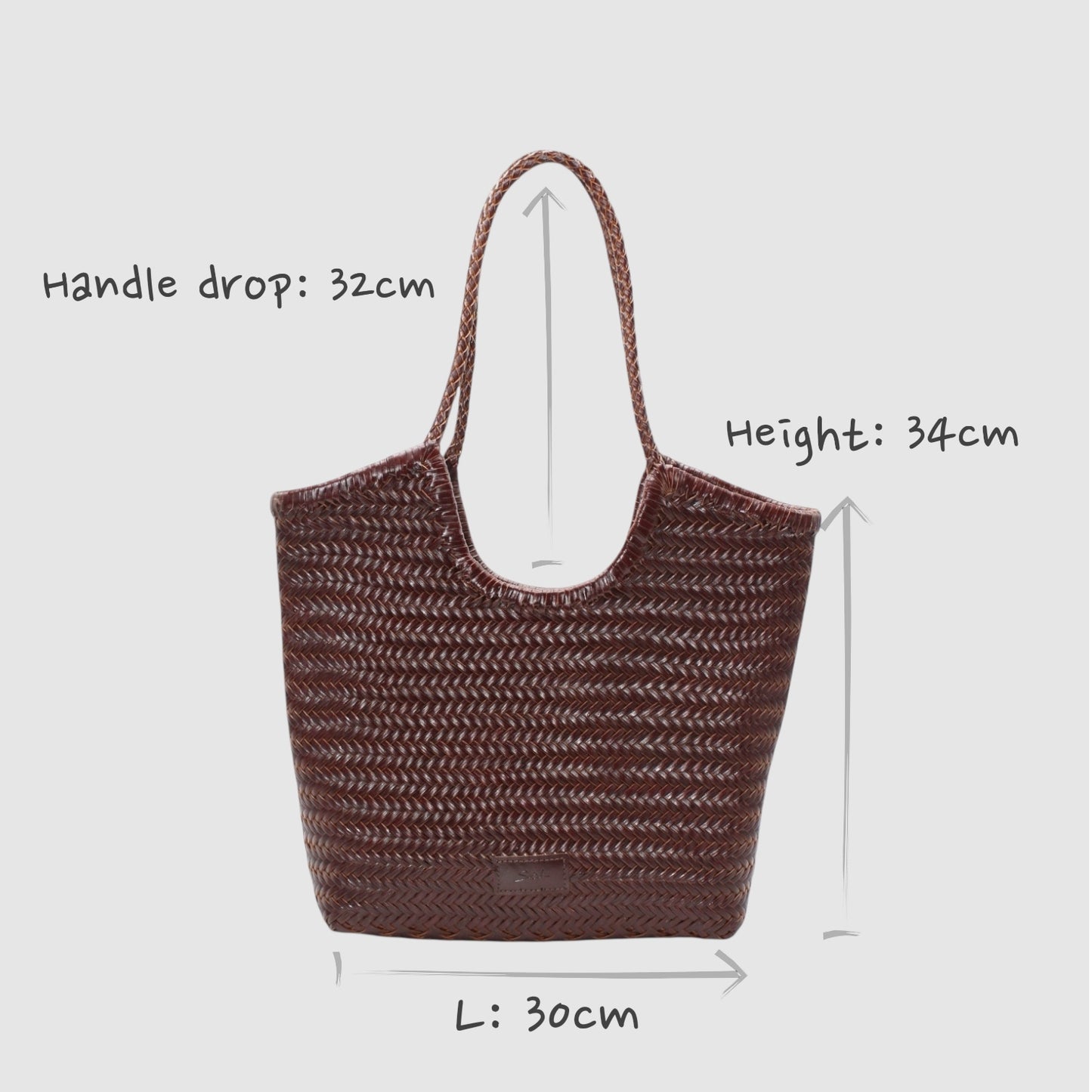 Liv - Handmade Woven Leather Tote Bag Coffee