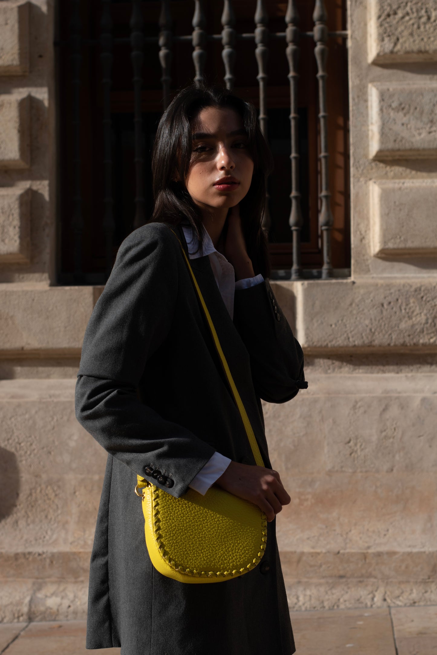 JAS- 수제 가죽 안장 가방 핑크